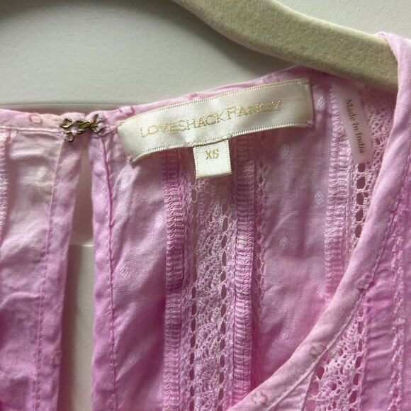 LoveShackFancy Pink Ruffle Eyelet Mini Dress – Size XS - Picture 3 of 4